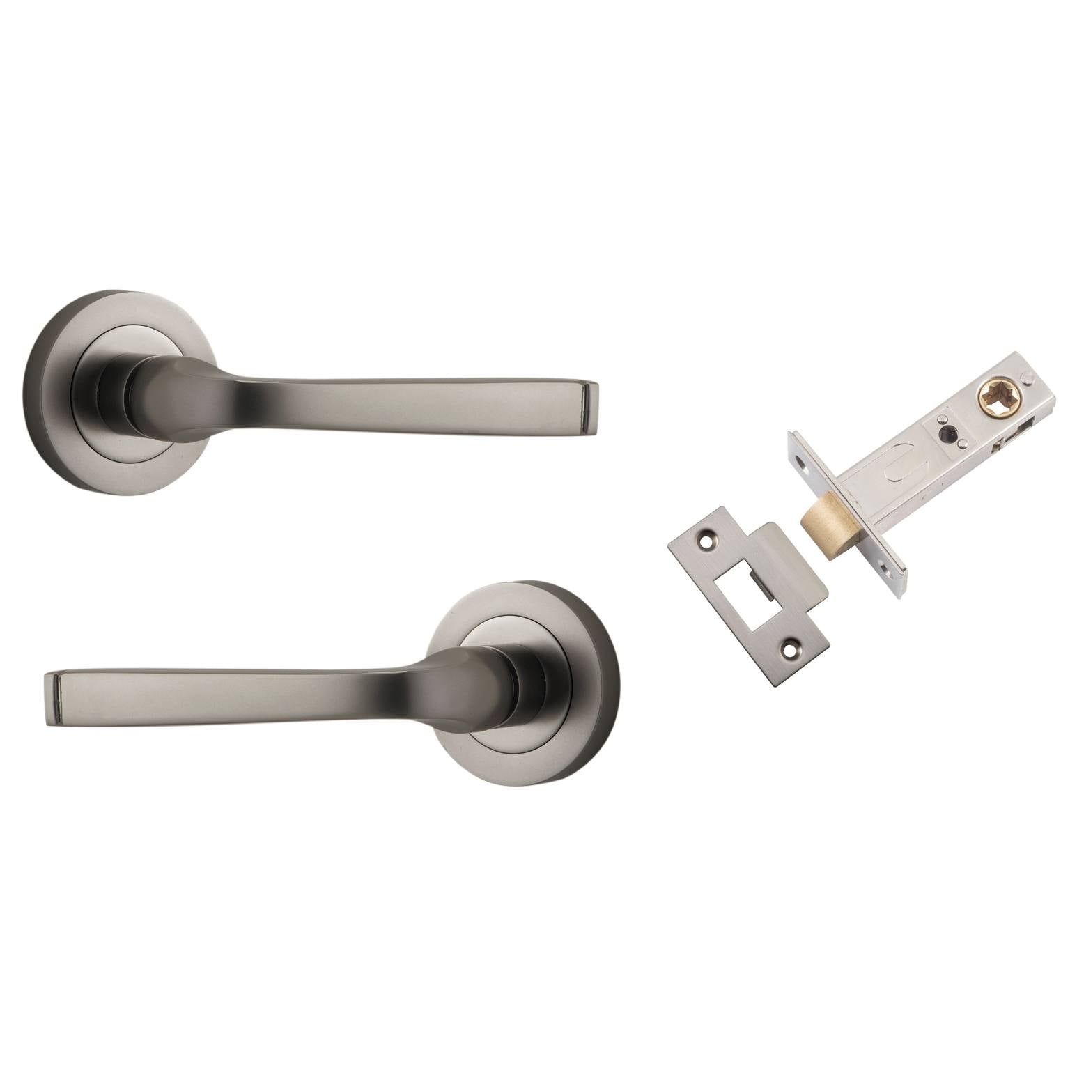 Annecy Lever Round Rose Passage Kit Satin Nickel