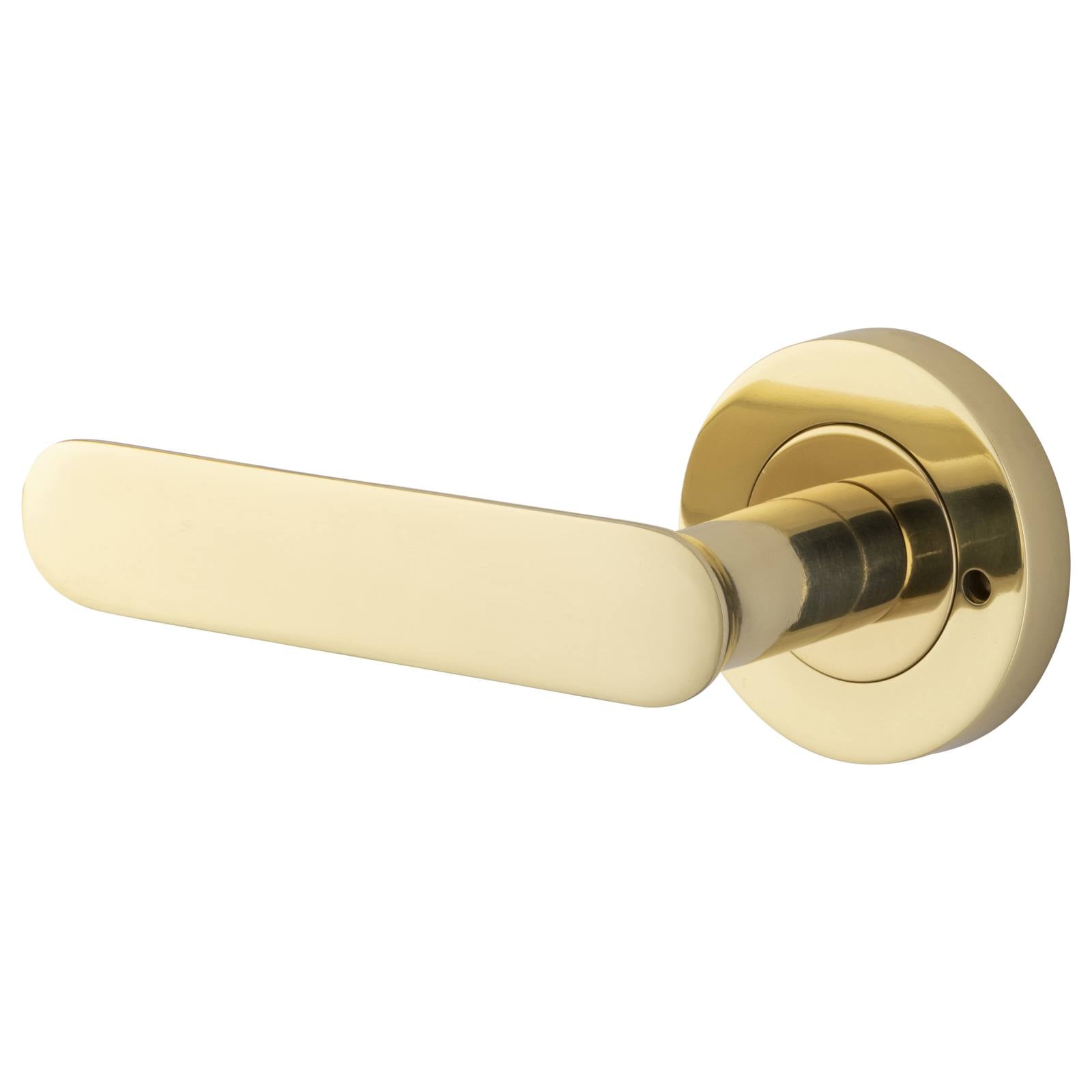 Bronte Lever Round Rose Privacy Kit (Inbuilt Privacy) Polished Brass