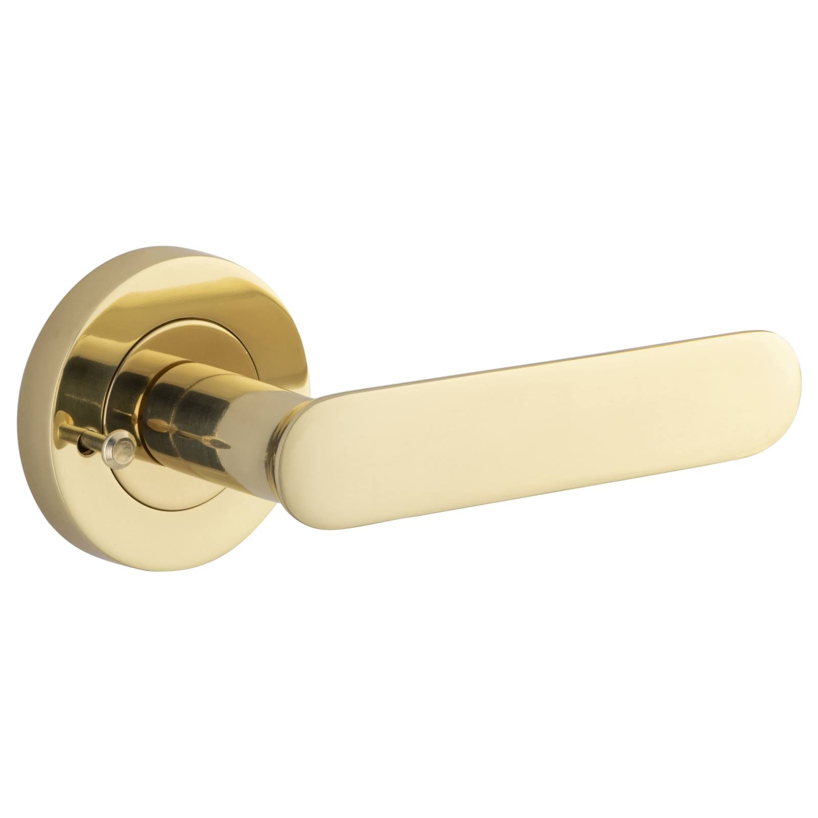 Bronte Lever Round Rose Privacy Kit (Inbuilt Privacy) Polished Brass
