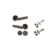 Bronte Lever Round Rose Privacy Kit w Separate Privacy Turn Signature Brass