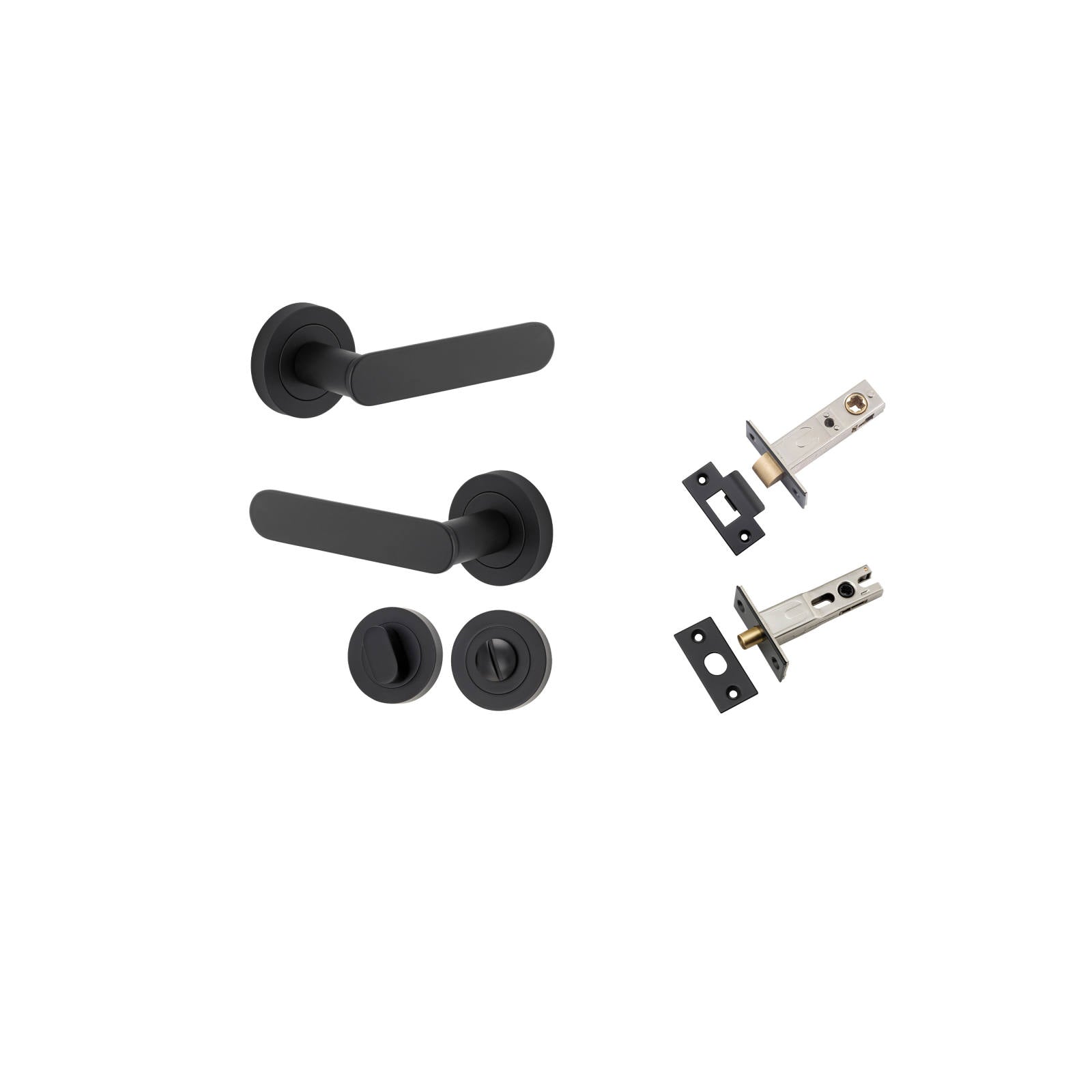 Bronte Lever Round Rose Privacy Kit w Separate Privacy Turn Matt Black