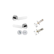 Bronte Lever Round Rose Privacy Kit w Separate Privacy Turn Polished Chrome