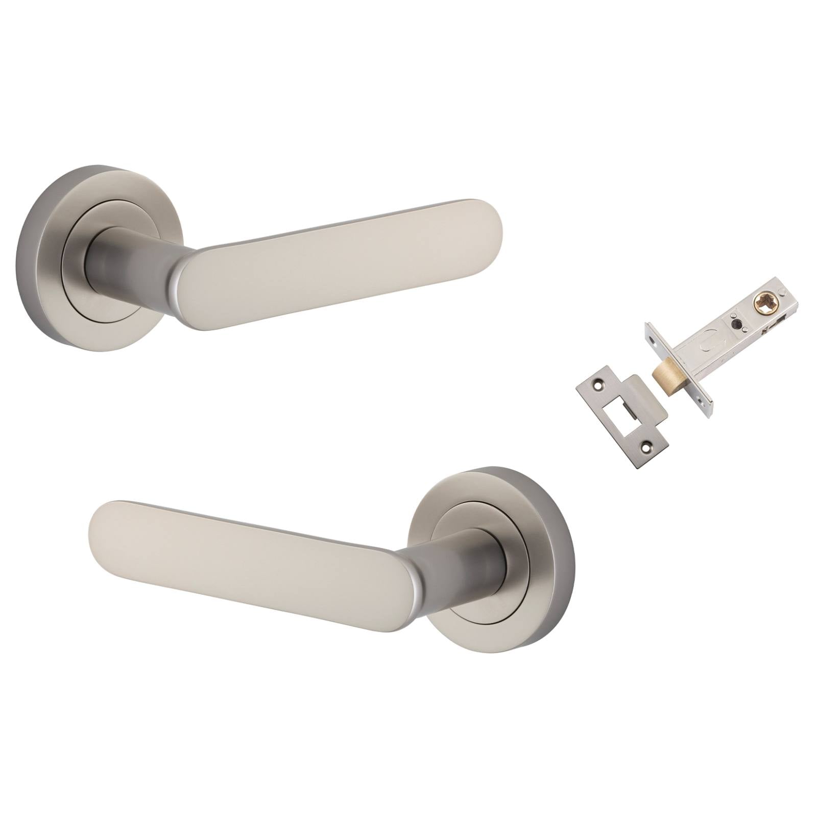 Bronte Lever Round Rose Passage Kit Satin Nickel