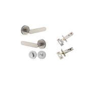 Bronte Lever Round Rose Privacy Kit w Separate Privacy Turn Satin Nickel