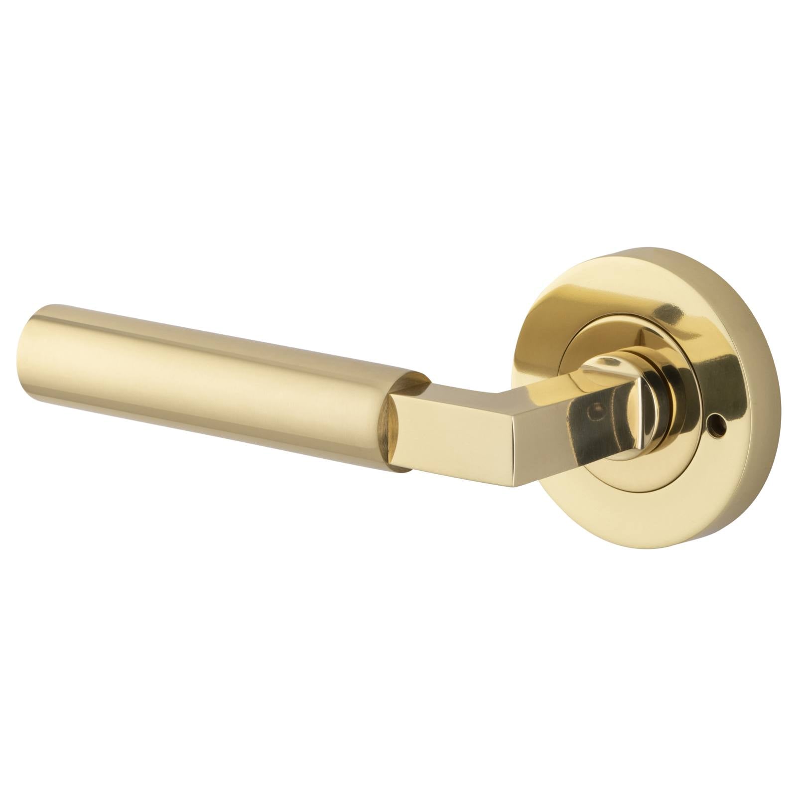 Berlin Lever Round Rose Privacy Kit (Inbuilt Privacy) Polished Brass