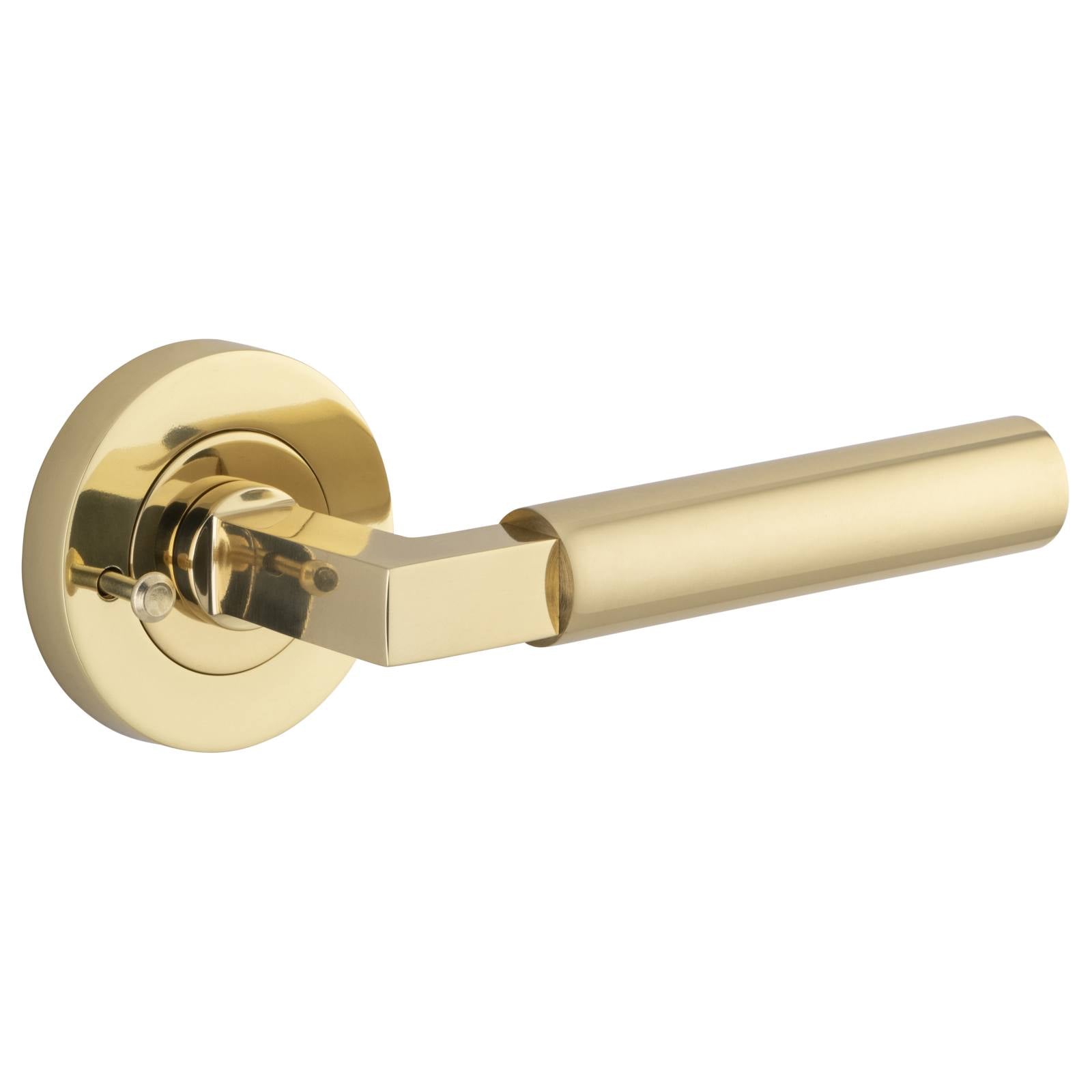 Berlin Lever Round Rose Privacy Kit (Inbuilt Privacy) Polished Brass
