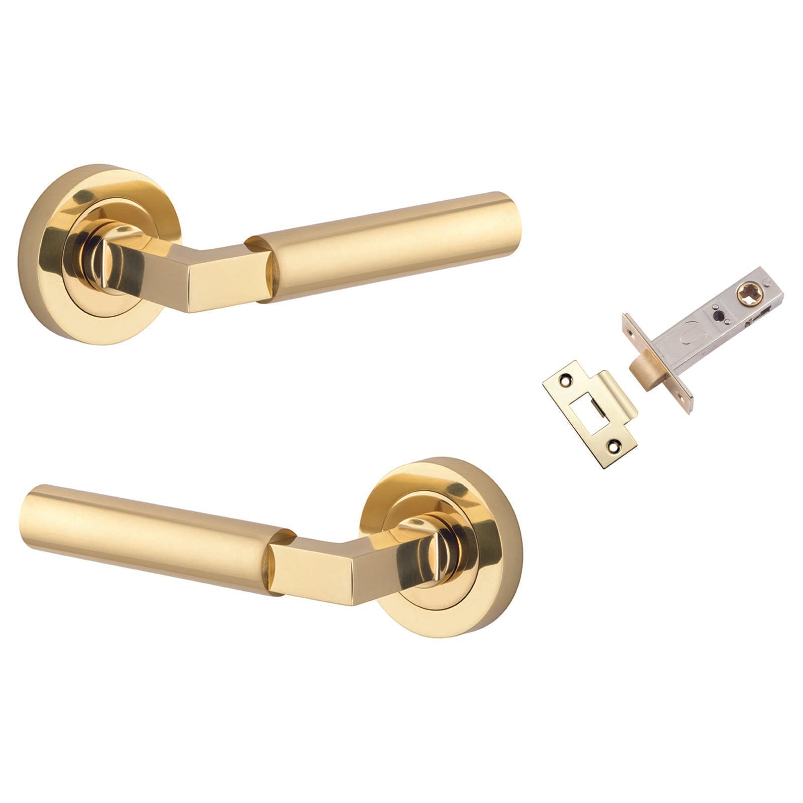 Berlin Lever Round Rose Passage Kit Polished Brass