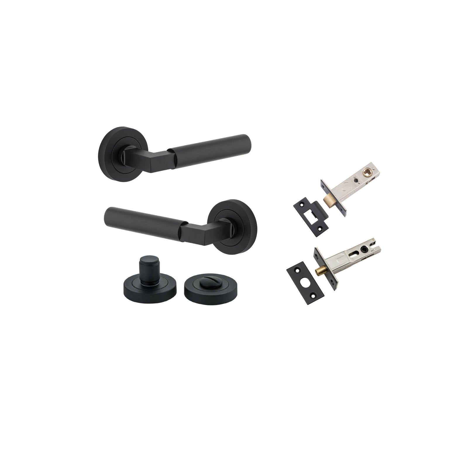 Berlin Lever Round Rose Privacy Kit Matt Black