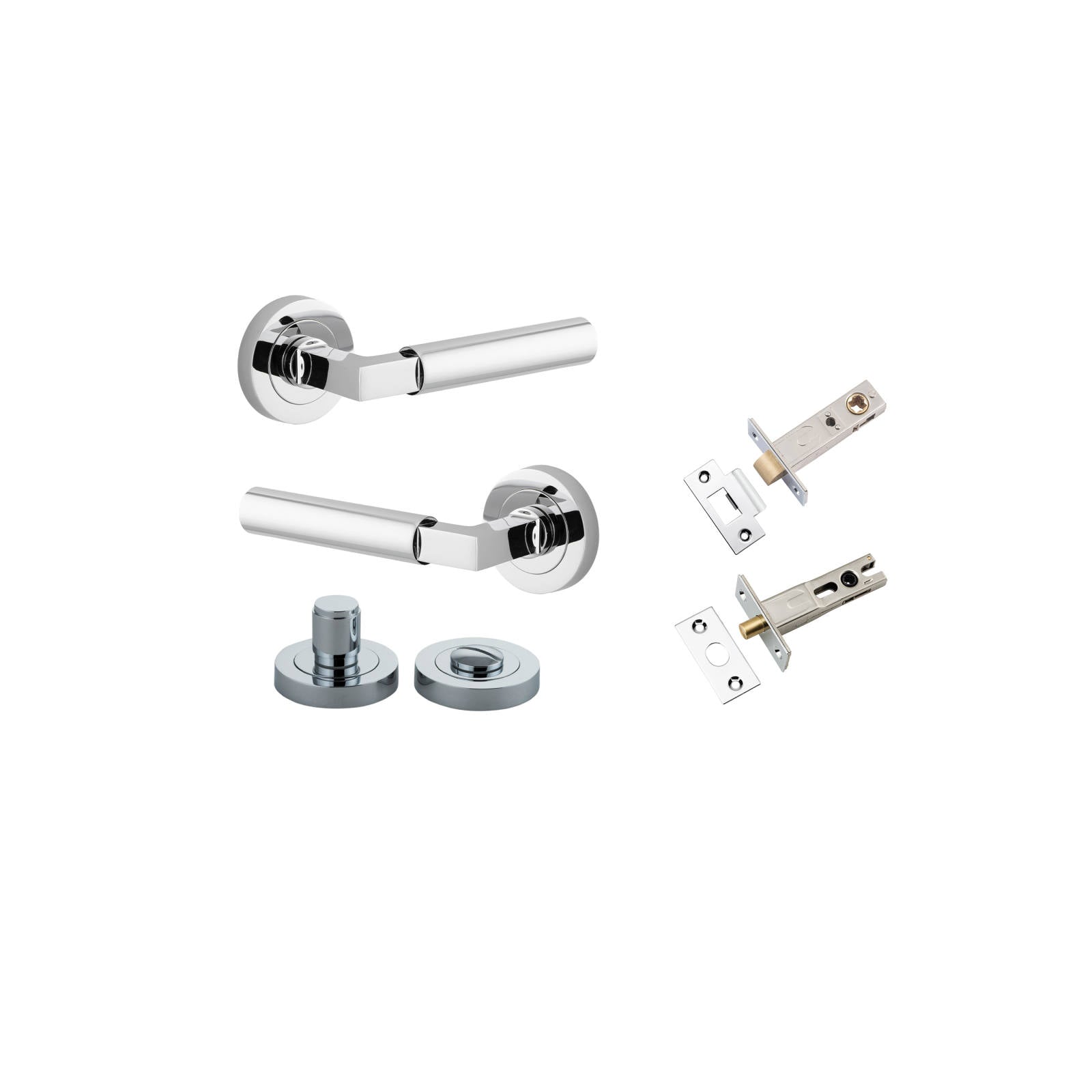 Berlin Lever Round Rose Privacy Kit Polished Chrome