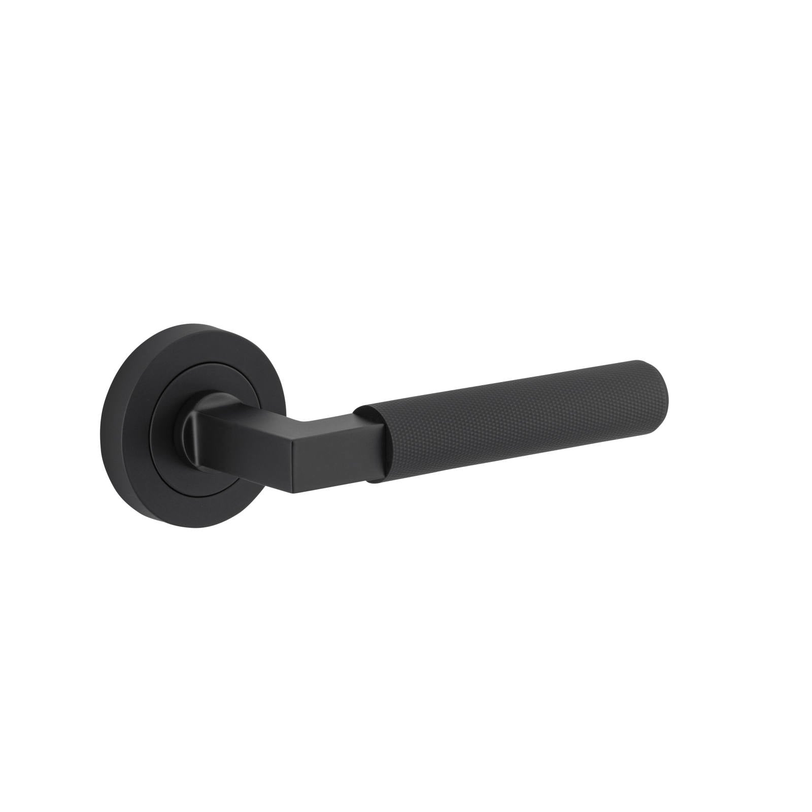 Brunswick Lever Matt Black Round Rose