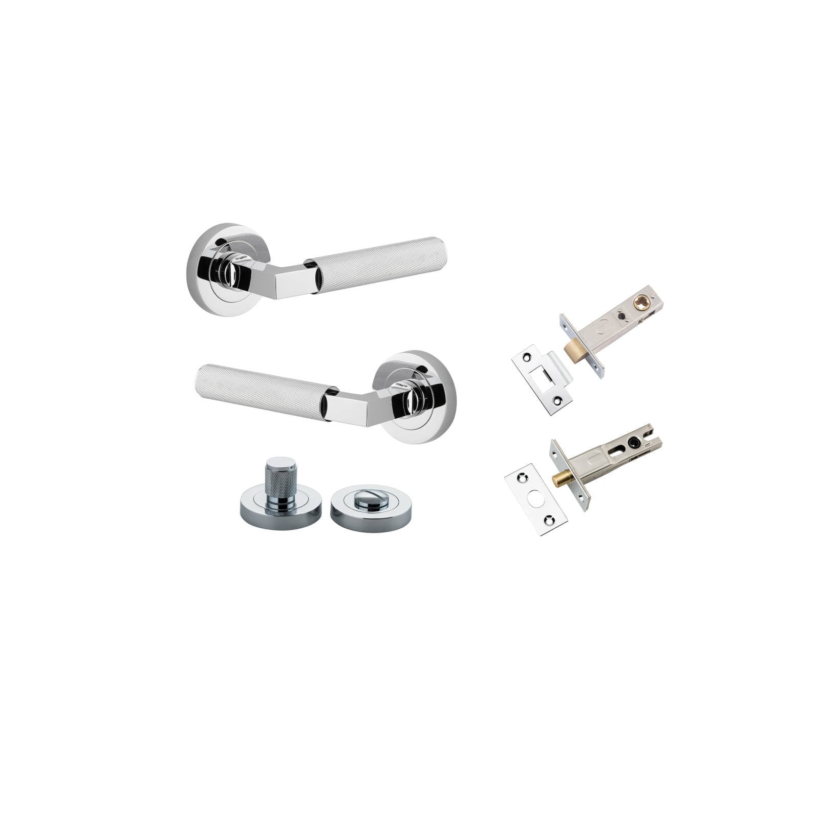 Brunswick Lever Round Rose Privacy Kit Polished Chrome