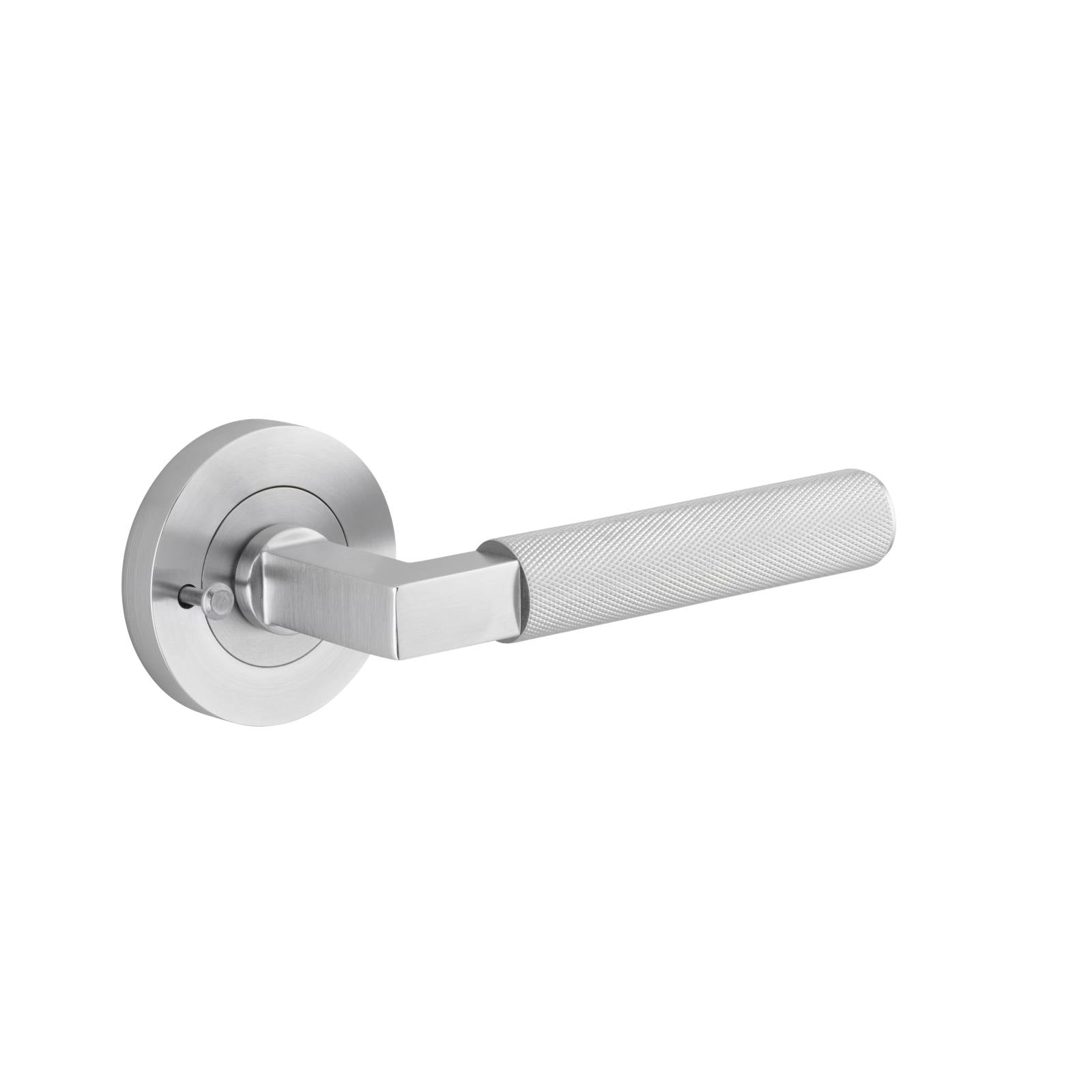 Brunswick Lever Round Rose Privacy Kit (Inbuilt Privacy) Brushed Chrome