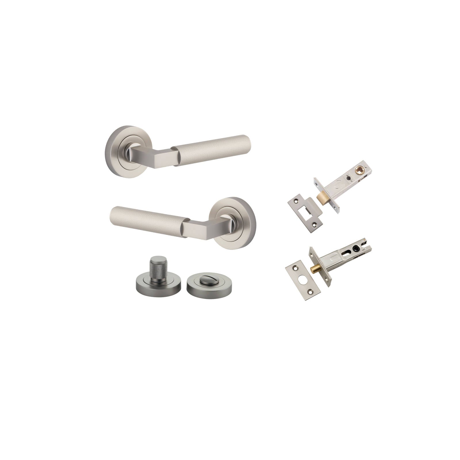 Brunswick Lever Round Rose Privacy Kit Satin Nickel