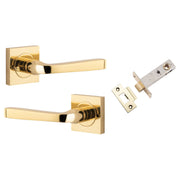 Annecy Lever Square Rose (Inbuilt Privacy) Polished Brass