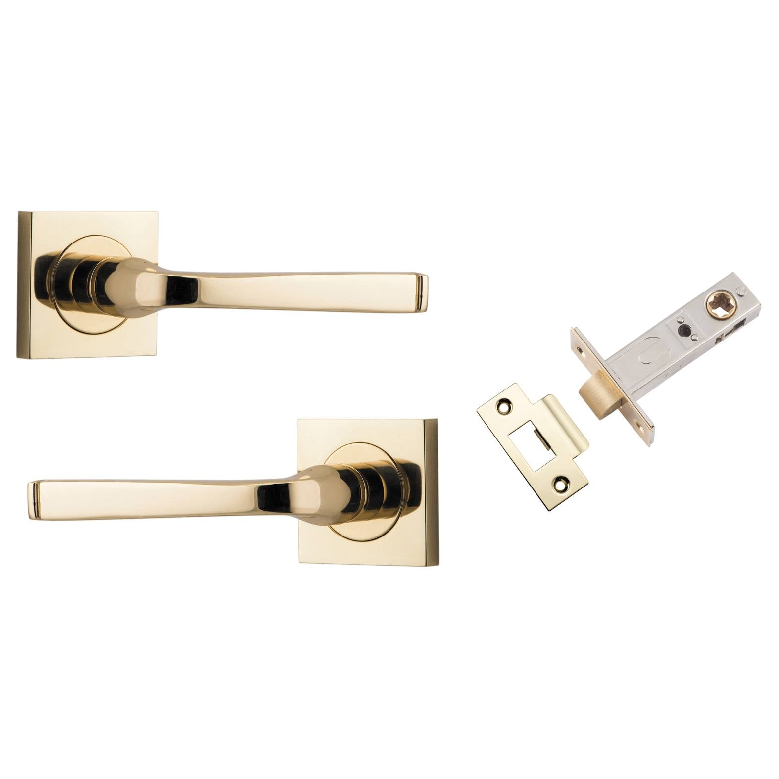 Annecy Lever Square Rose Passage Kit Polished Brass