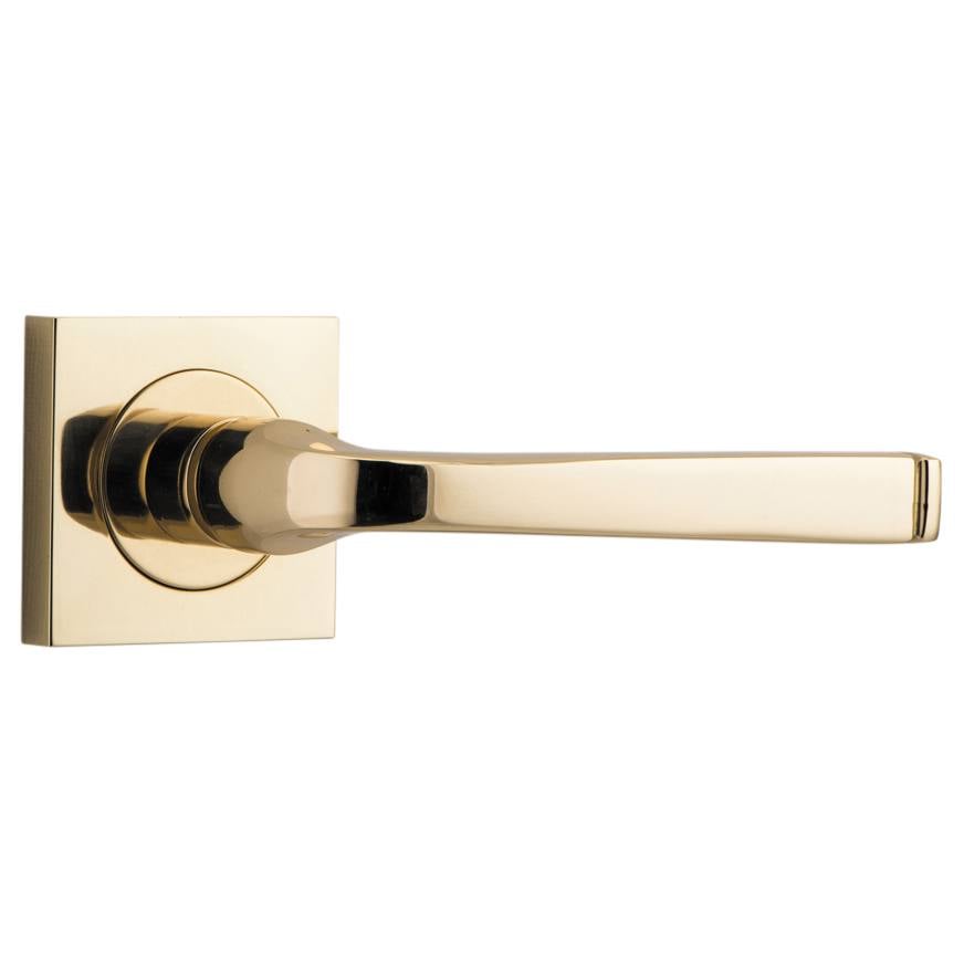 Annecy Lever Square Rose Polished Brass