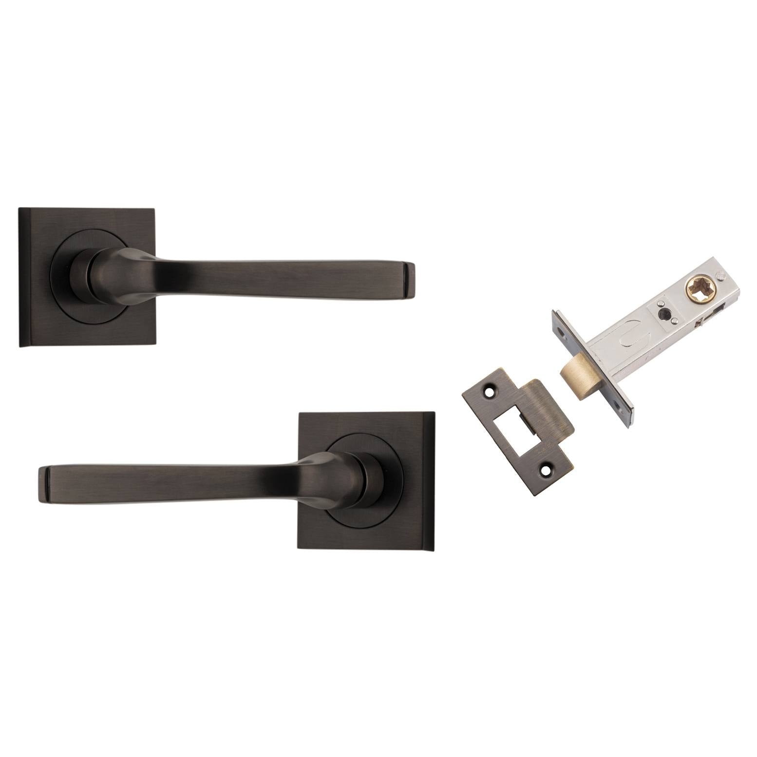 Annecy Lever Square Rose Passage Kit Signature Brass