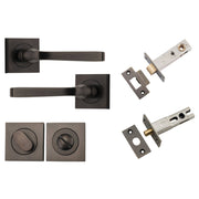 Annecy Lever Square Rose Privacy Kit w Separate Privacy Turn Signature Brass