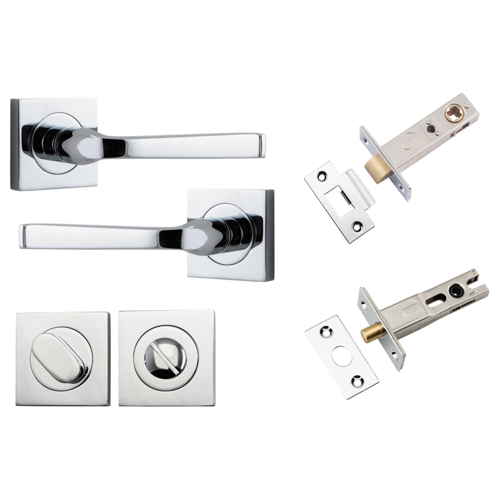 Annecy Lever Square Rose Privacy Kit w Separate Privacy Turn Polished Chrome