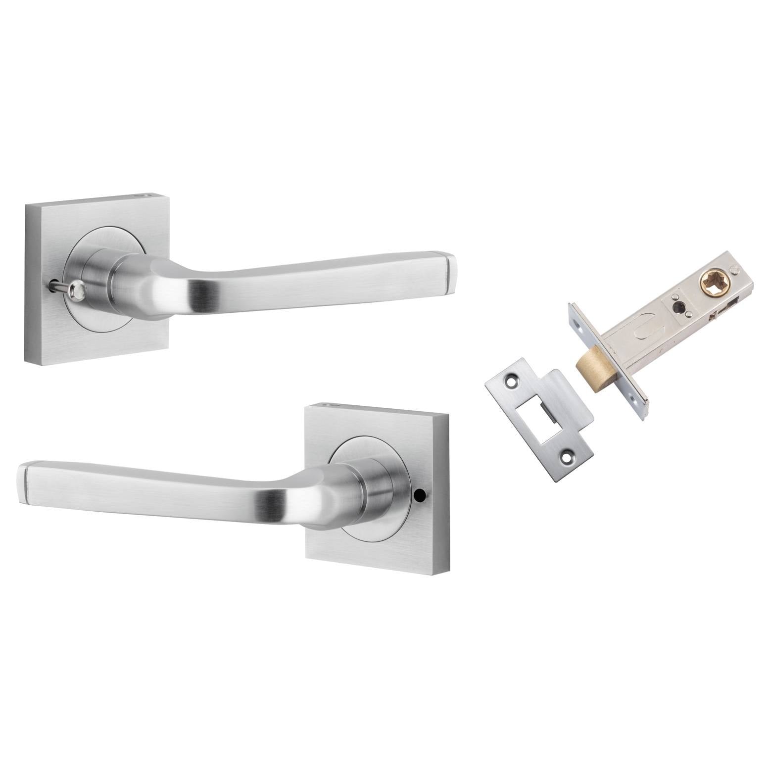 Annecy Lever Square Rose (Inbuilt Privacy) Brushed Chrome