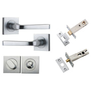 Annecy Lever Square Rose Privacy Kit w Separate Privacy Turn Brushed Chrome