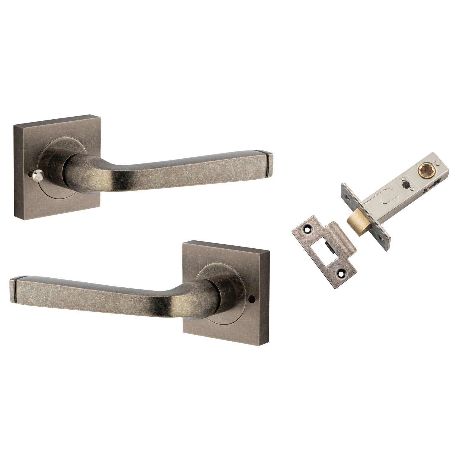 Annecy Lever Square Rose (Inbuilt Privacy) Distressed Nickel