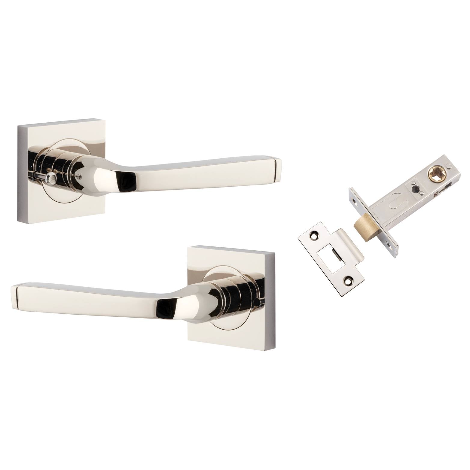 Annecy Lever Square Rose (Inbuilt Privacy) Polished Nickel