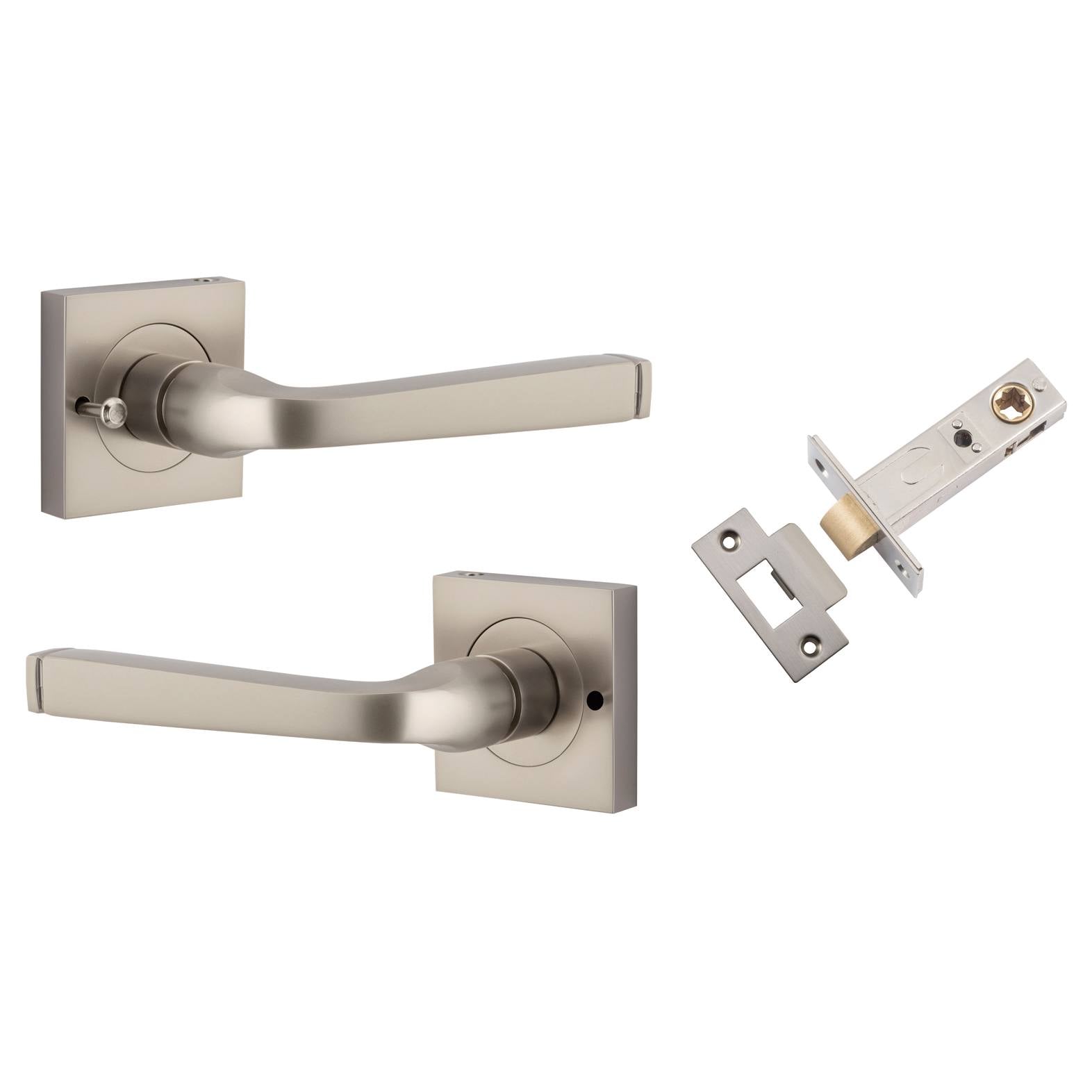 Annecy Lever Square Rose (Inbuilt Privacy) Satin Nickel