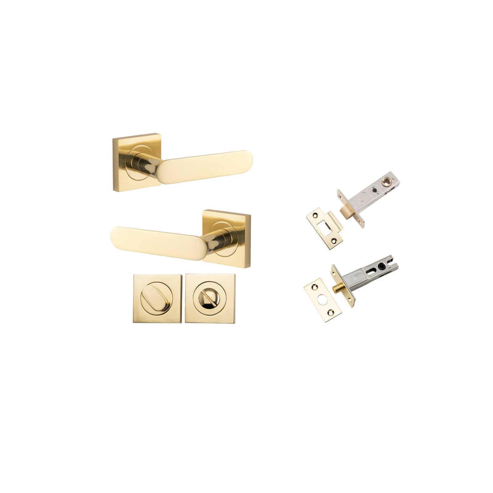 Bronte Lever Square Rose Privacy Kit w Privacy Turn w Separate Privacy Turn Polished Brass