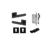 Bronte Lever Square Rose Entrance Kit w High Security Lock Matt Black