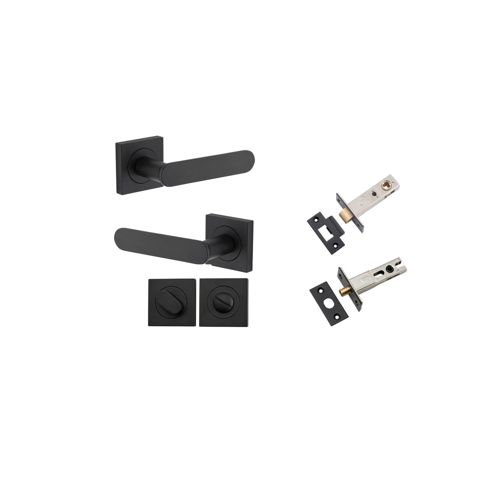 Bronte Lever Square Rose Privacy Kit w Privacy Turn w Separate Privacy Turn Matt Black