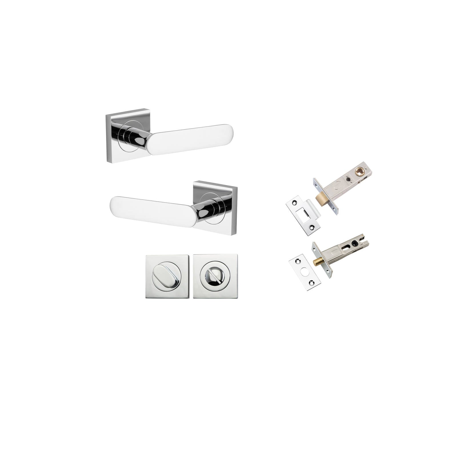 Bronte Lever Square Rose Privacy Kit w Privacy Turn w Separate Privacy Turn Polished Chrome