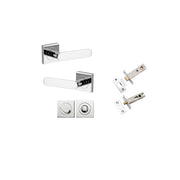 Bronte Lever Square Rose Privacy Kit w Privacy Turn w Separate Privacy Turn Polished Chrome