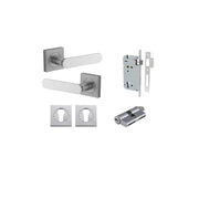 Bronte Lever Square Rose Entrance Kit w High Security Lock Brushed Chrome