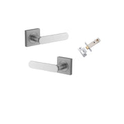 Bronte Lever Square Rose Passage Kit Brushed Chrome