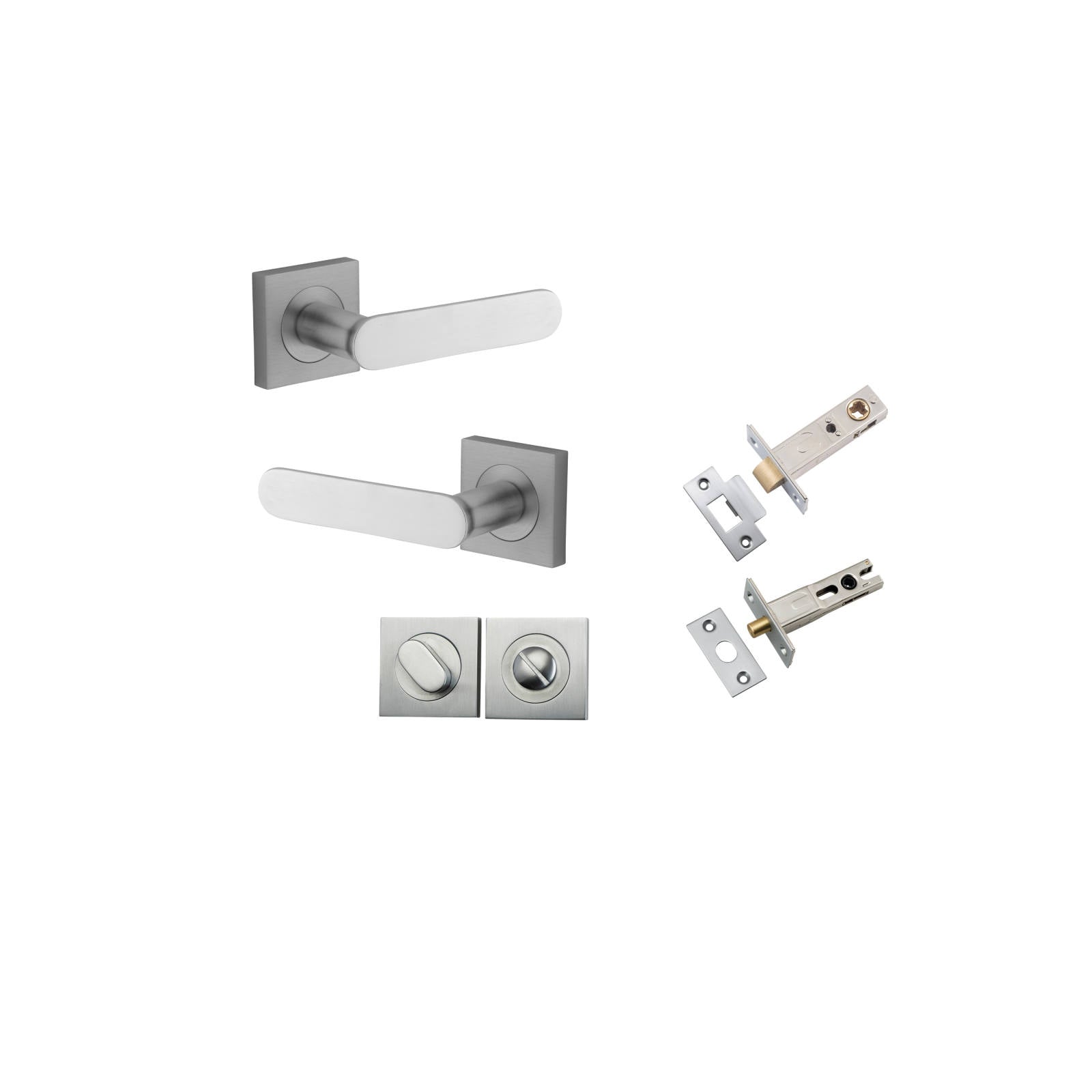 Bronte Lever Square Rose Privacy Kit w Privacy Turn w Separate Privacy Turn Brushed Chrome