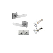 Bronte Lever Square Rose Privacy Kit w Privacy Turn w Separate Privacy Turn Brushed Chrome