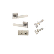 Bronte Lever Square Rose Privacy Kit w Privacy Turn w Separate Privacy Turn Satin Nickel