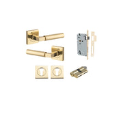 Berlin Lever Square Rose Entrance Kit w High Security Lock Polished Brass