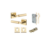 Berlin Lever Square Rose Entrance Kit w High Security Lock Polished Brass
