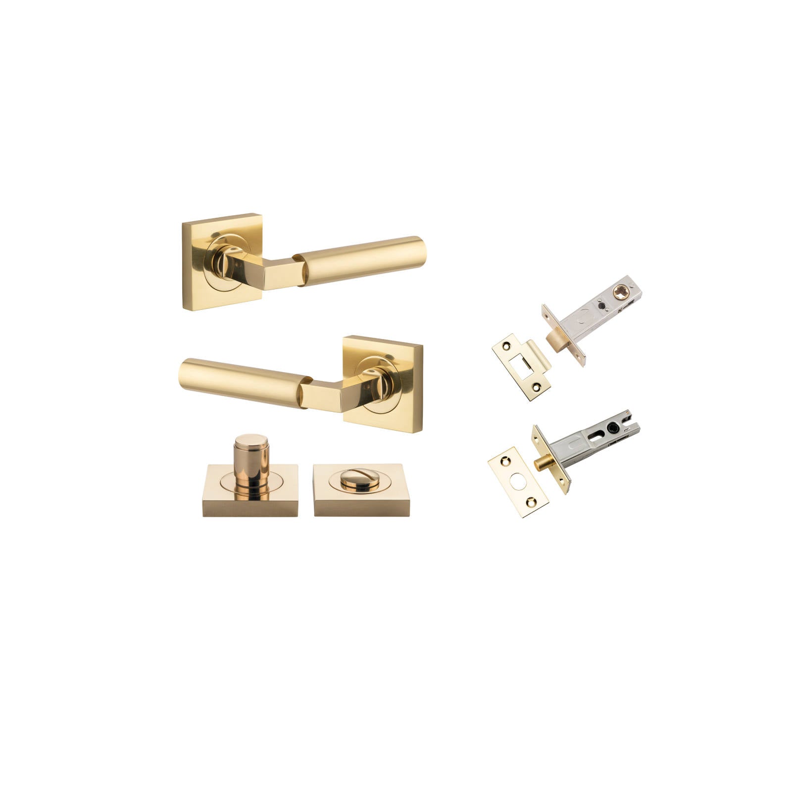 Berlin Lever Square Rose Privacy Kit Polished Brass