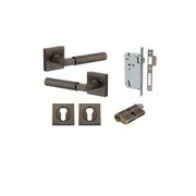 Berlin Lever Square Rose Entrance Kit w High Security Lock Signature Brass
