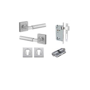 Berlin Lever Square Rose Entrance Kit w High Security Lock Brushed Chrome