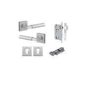 Berlin Lever Square Rose Entrance Kit w High Security Lock Brushed Chrome