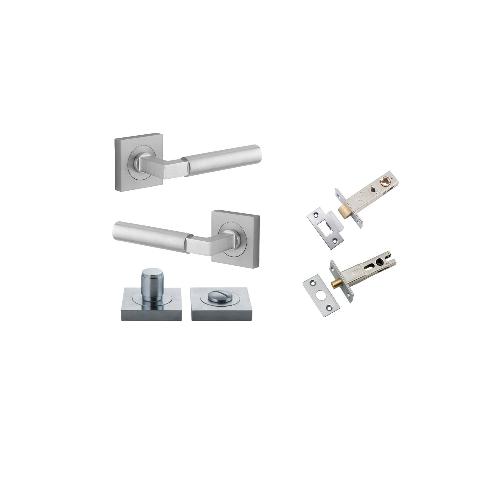 Berlin Lever Square Rose Privacy Kit Brushed Chrome