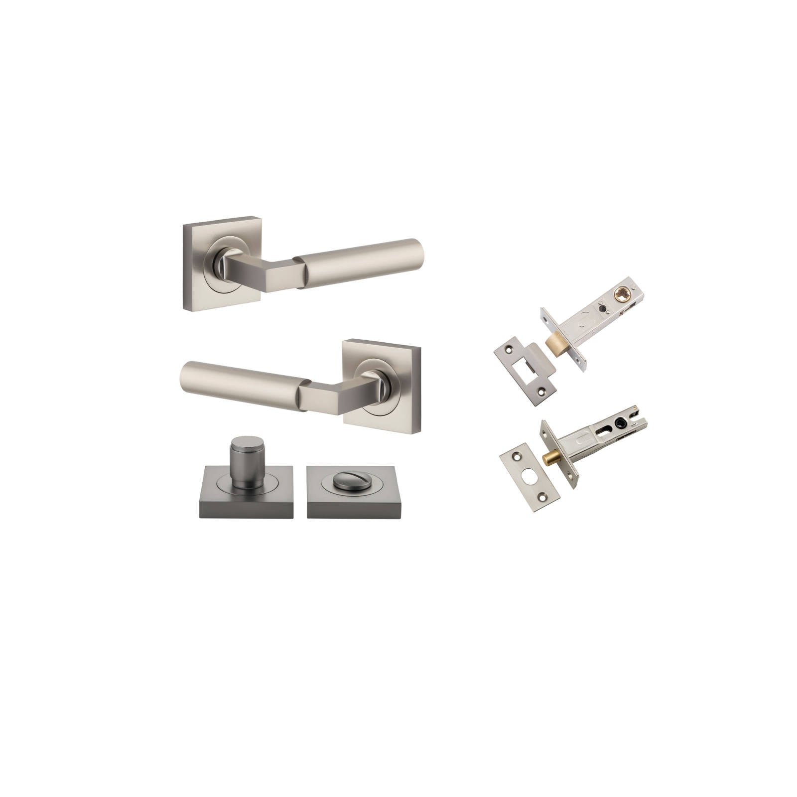 Berlin Lever Square Rose Privacy Kit Satin Nickel