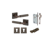 Brunswick Lever Square Rose Entrance Kit w High Security Lock Signature Brass