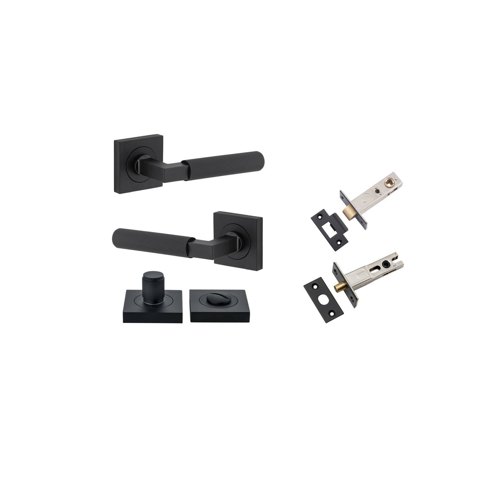 Brunswick Lever Square Rose Privacy Kit Matt Black