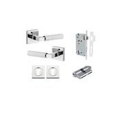 Brunswick Lever Square Rose Entrance Kit w High Security Lock Polished Chrome