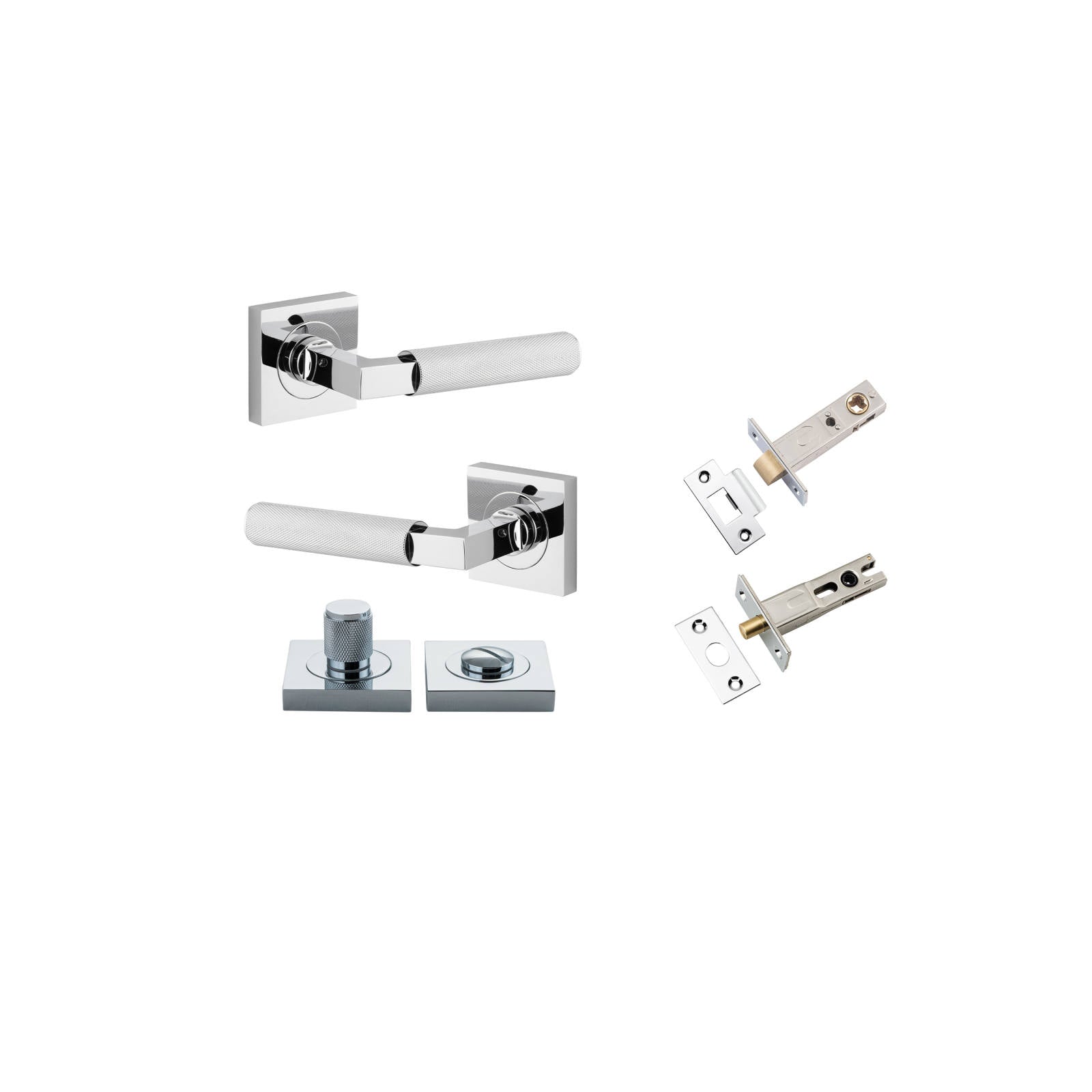 Brunswick Lever Square Rose Privacy Kit Polished Chrome